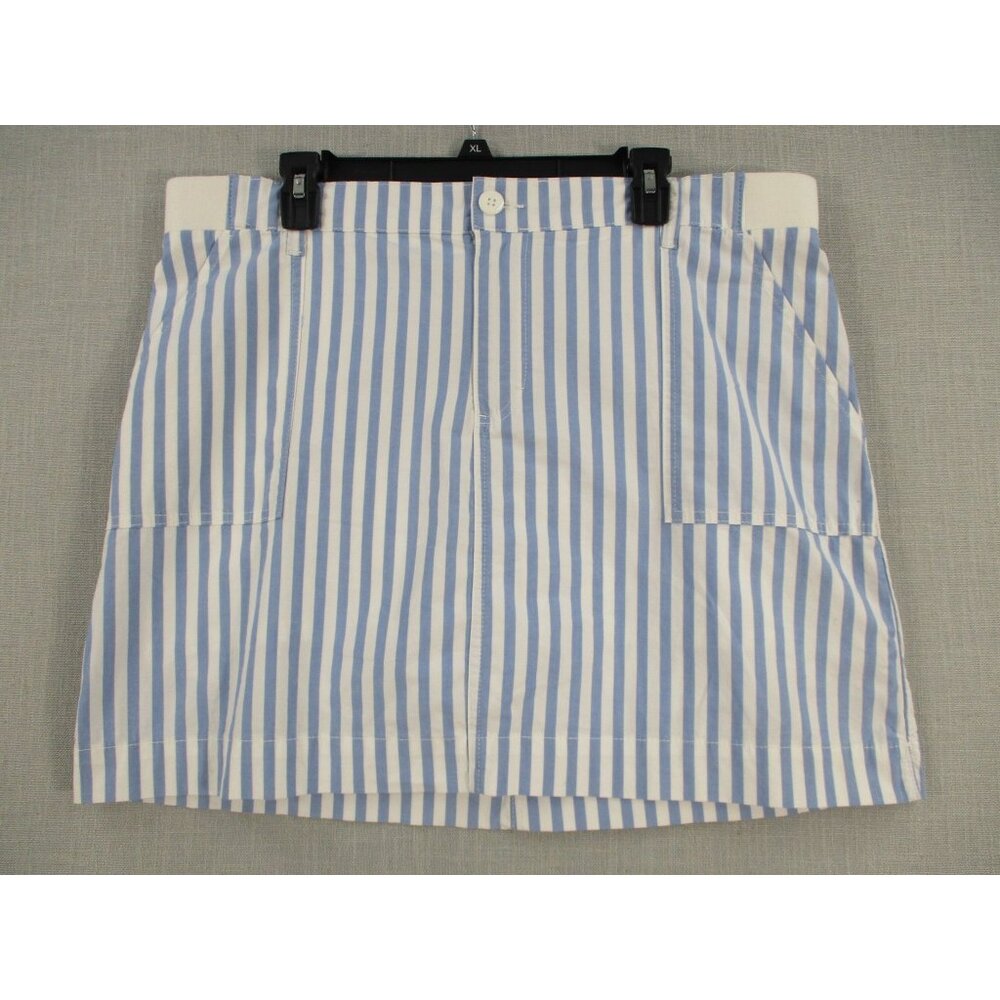 Lee Blue‎ White Striped Cotton Skirt Preppy Classic Casual Size 18 M